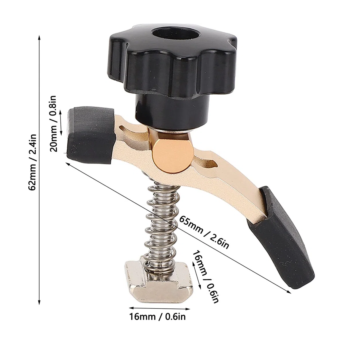 Zacisk Dociskowy CNC, 2 szt. Zacisk Dociskowy ze Stopu Aluminium do Routera, Wiertarki, Piły Stołowej, Mocny Zacisk Dociskowy 6063 z Tulejami Ochronnymi, długość 65 Mm, Pasuje do