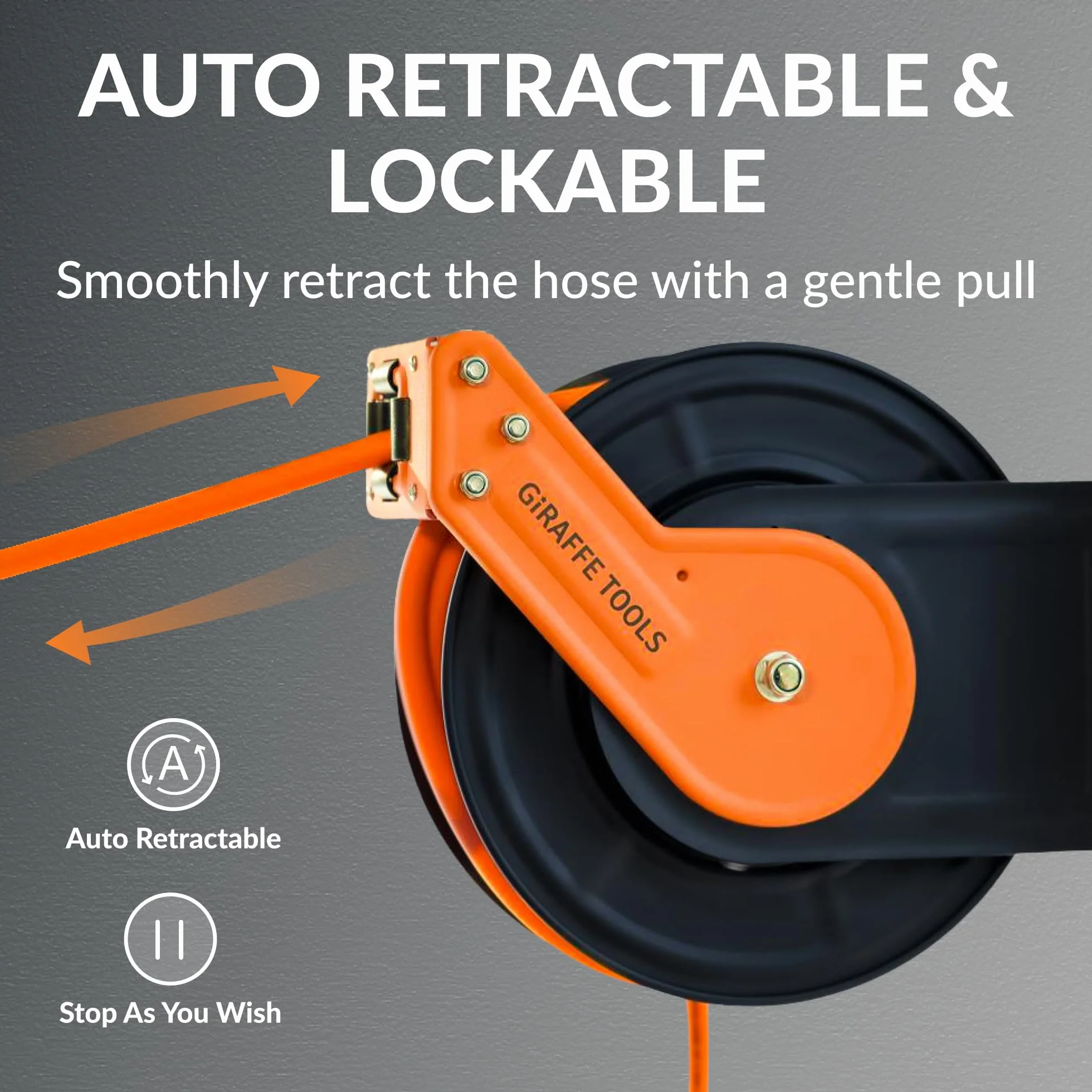 Giraffe Tools Zwijacz do węża pneumatycznego 15M, wytrzymały wąż powietrza 3/8" z szybką łącznością 1/4", maks. 300 PSI do narzędzi pneumatycznych, garażu, warsztatu