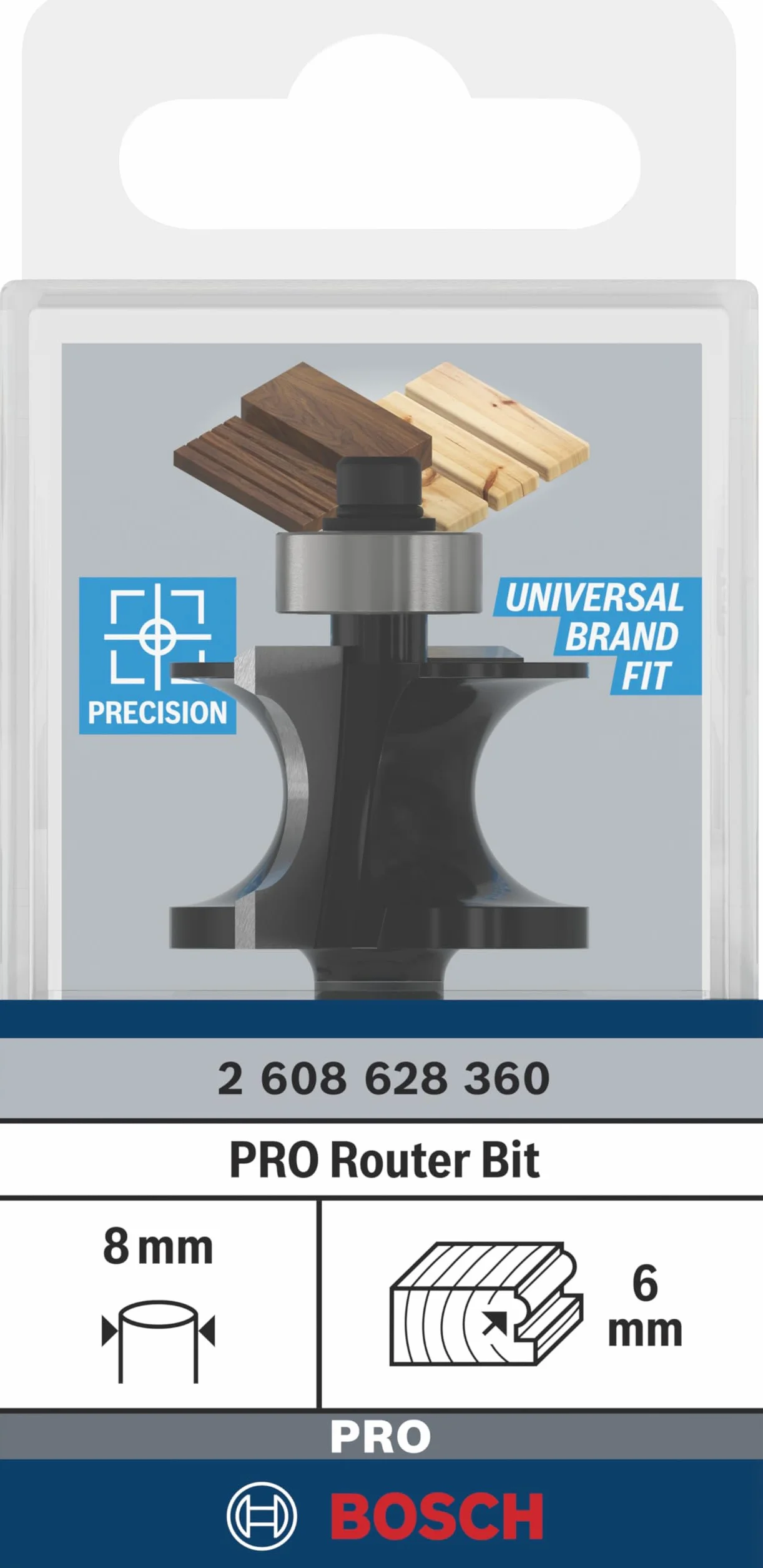 Bosch 1x Frez PRO profilowy z prowadnicą (do Miękkie drewno, Twarde drewno, Ø 27,8 mm, Professional Akcesoria Frez ręczny, Frez krawędziowy)