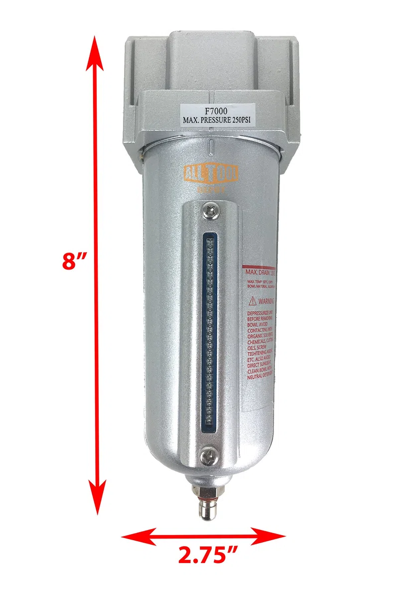 3/4" NPT HEAVY DUTY filtr cząstek stałych klasy przemysłowej / syfon wody do sprężarki powietrza sprężonego powietrza, 5u z metalową miską (odpływ ręczny)