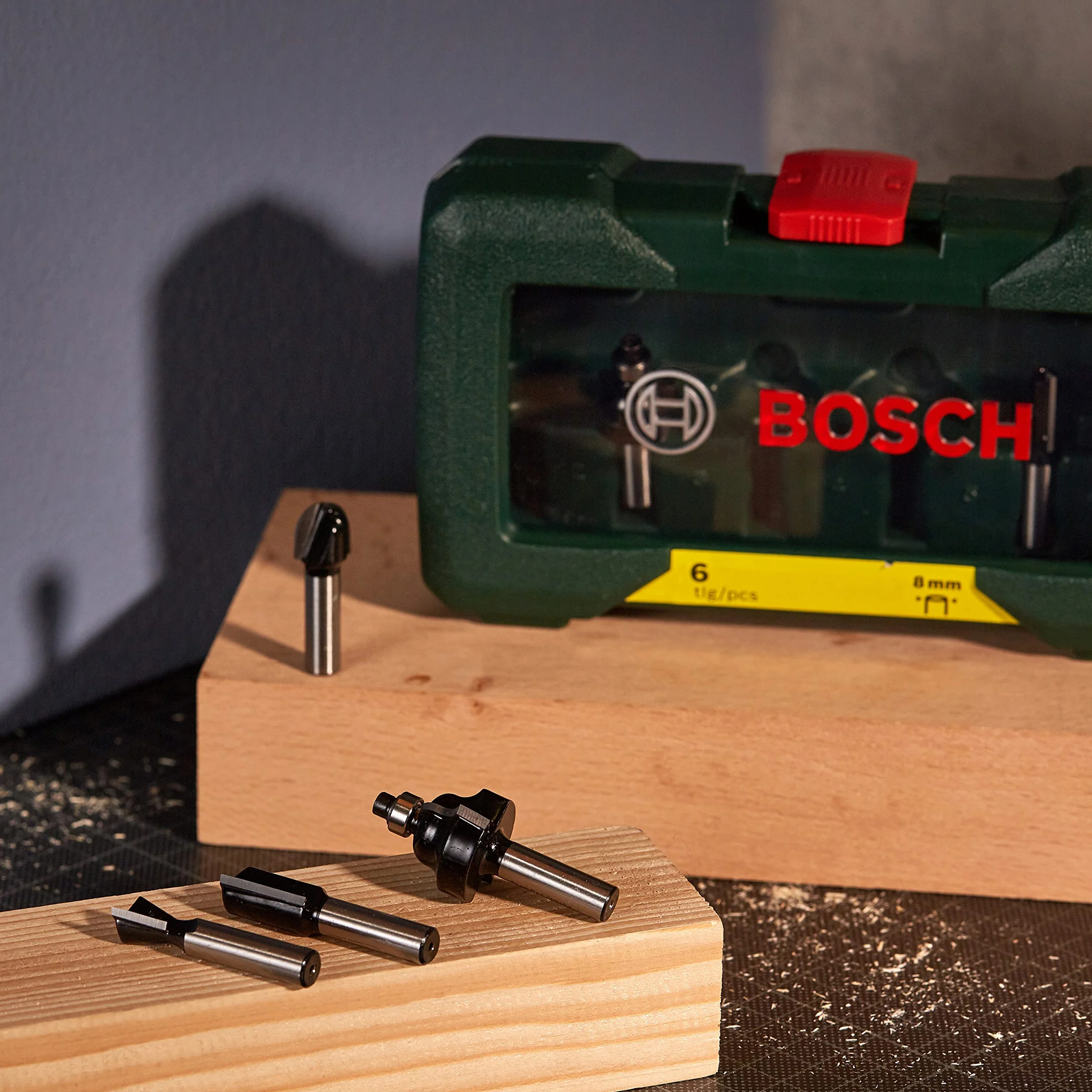 Bosch Professional 6-częściowy zestaw frezów HM (do drewna, Ø trzonem 8 mm, akcesoriów frezarek górnowrzecionowych)