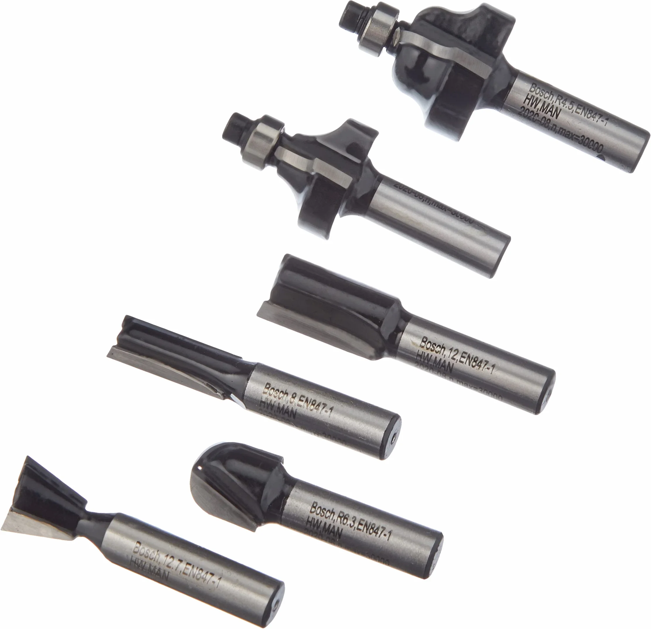 Bosch Professional 6-częściowy zestaw frezów HM (do drewna, Ø trzonem 8 mm, akcesoriów frezarek górnowrzecionowych)