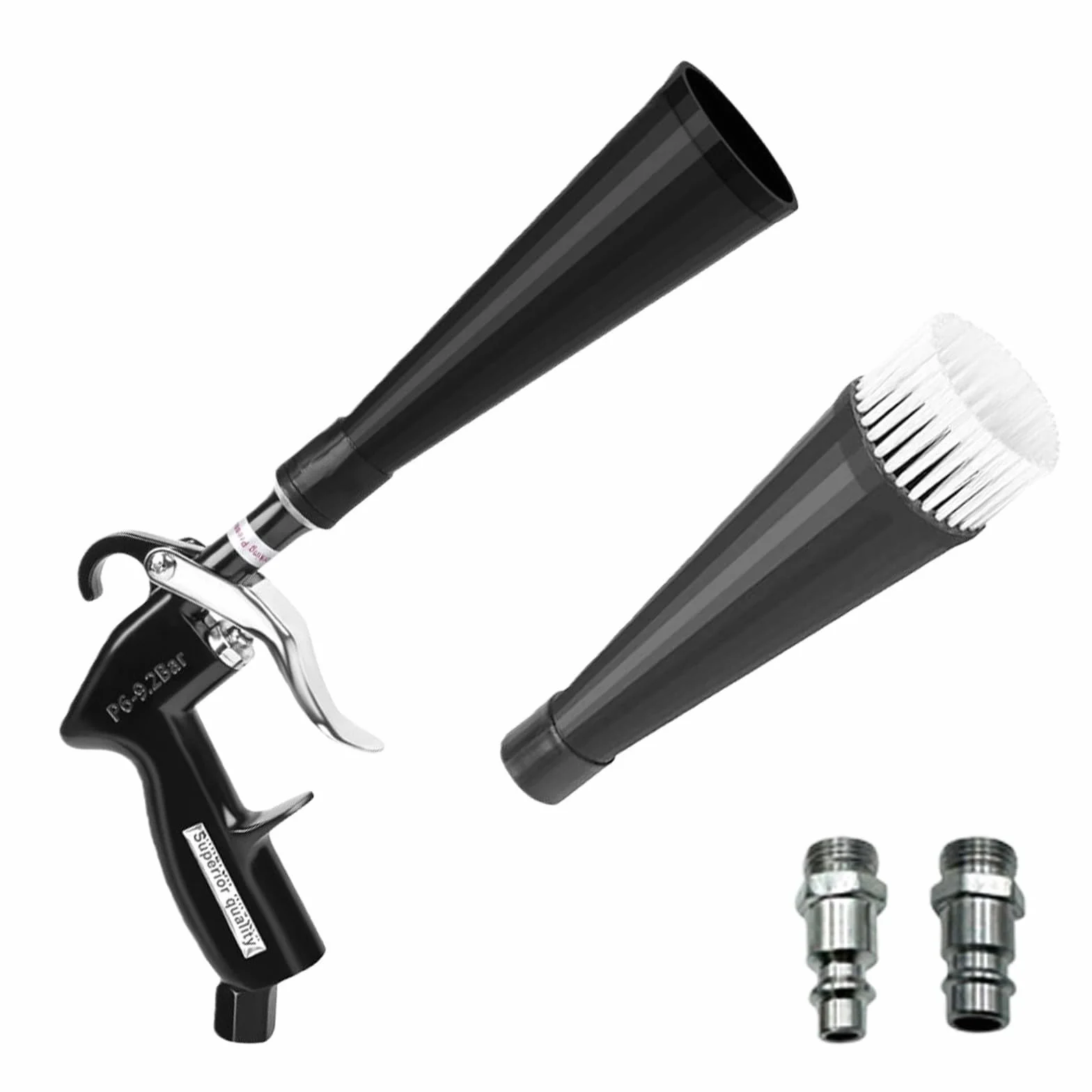 Pistolet do czyszczenia powietrza z 2 zestawami dysz, pistolet do przedmuchiwania na sucho pistolet do suszenia samochodów, precyzyjny pistolet sprężonego powietrza do siedzeń felg silników tkanin