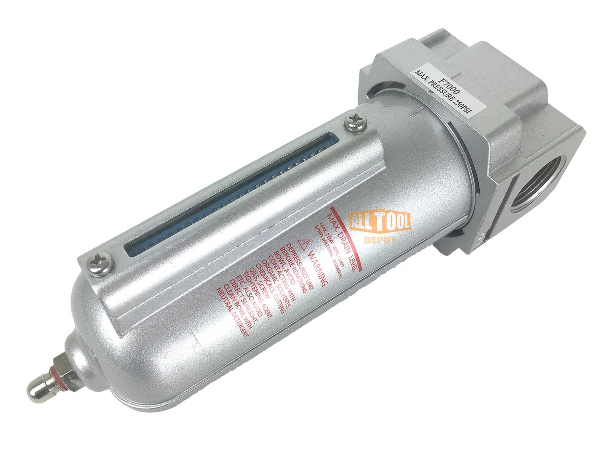 3/4" NPT HEAVY DUTY filtr cząstek stałych klasy przemysłowej / syfon wody do sprężarki powietrza sprężonego powietrza, 5u z metalową miską (odpływ ręczny)