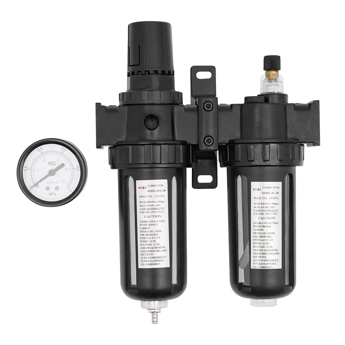 1/2" separator wody ze sprężonym powietrzem, regulator ciśnienia powietrza z manometrem, jednostka konserwacyjna do filtrowania odpadów kuchennych, wody olejowej, oleju mineralnego, oleju zwierzęcego,