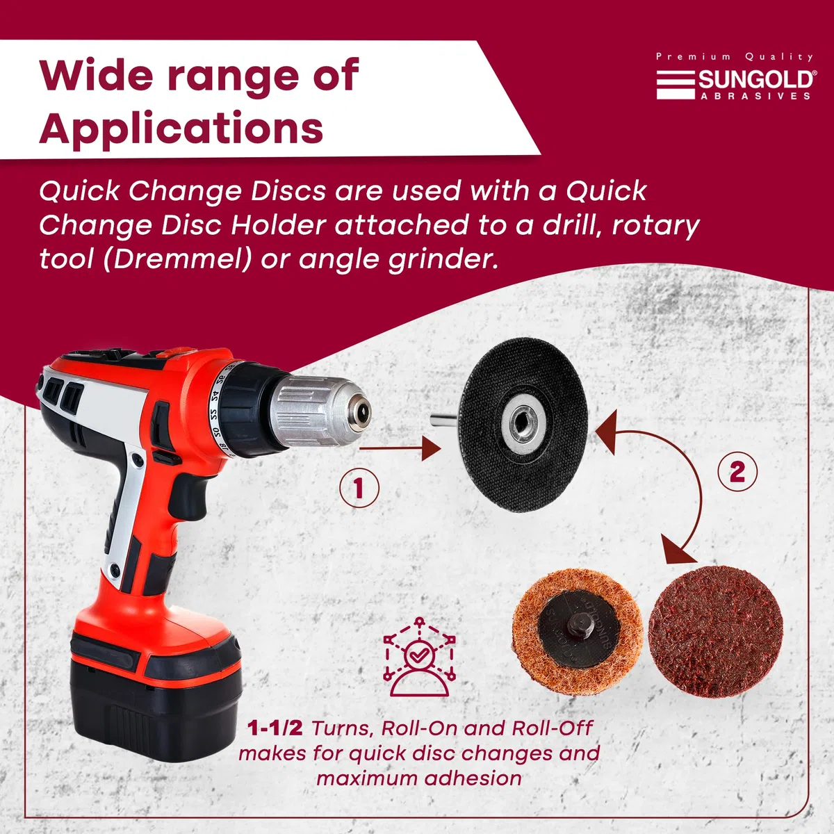 Sungold Abrasives Sungold 74904 5 cm szybkozmienne dyski do klimatyzacji powierzchni, brązowe, 5 - cm