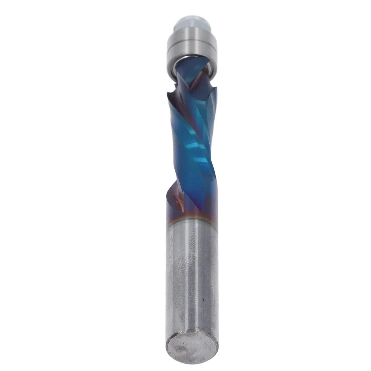 Fafeicy Frez Kompresyjny, Frez Spiralny z Węglika Spiekanego YK20, 1 trzpień 2-calowy, Powłoka Nano Blue, Prowadnica z Podwójnym łożyskiem, Czyste Cięcie od Góry i od Dołu do Routera CNC do Obróbki