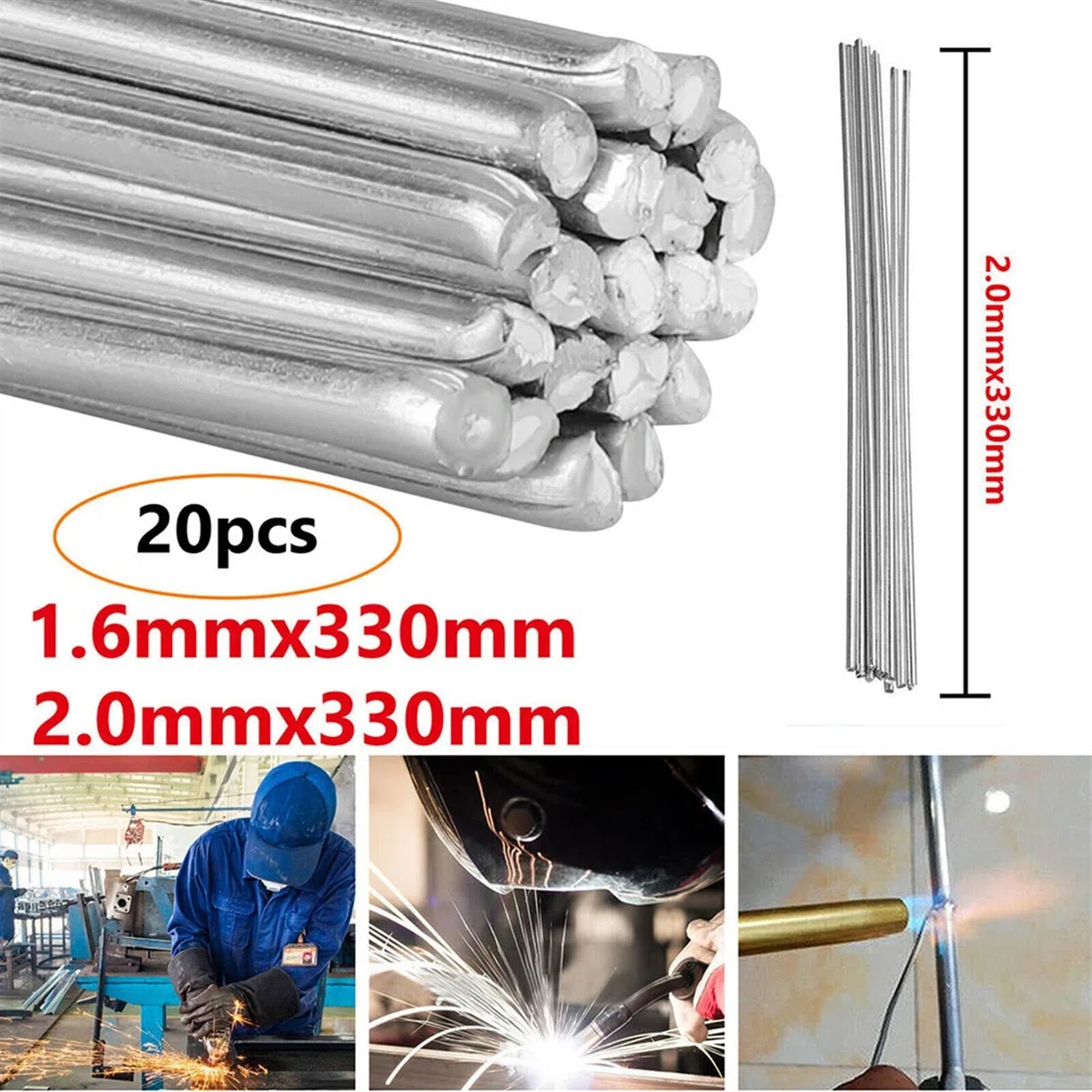 Pręt elektrodowy ze stali niskowęglowej Pręty spawalnicze 1,6/2 mm Pręty spawalnicze aluminiowe Druty do lutowania Lutowanie rdzeniem topnikowym Odporne na korozję w niskiej temperaturze(50CM 3 2mm)