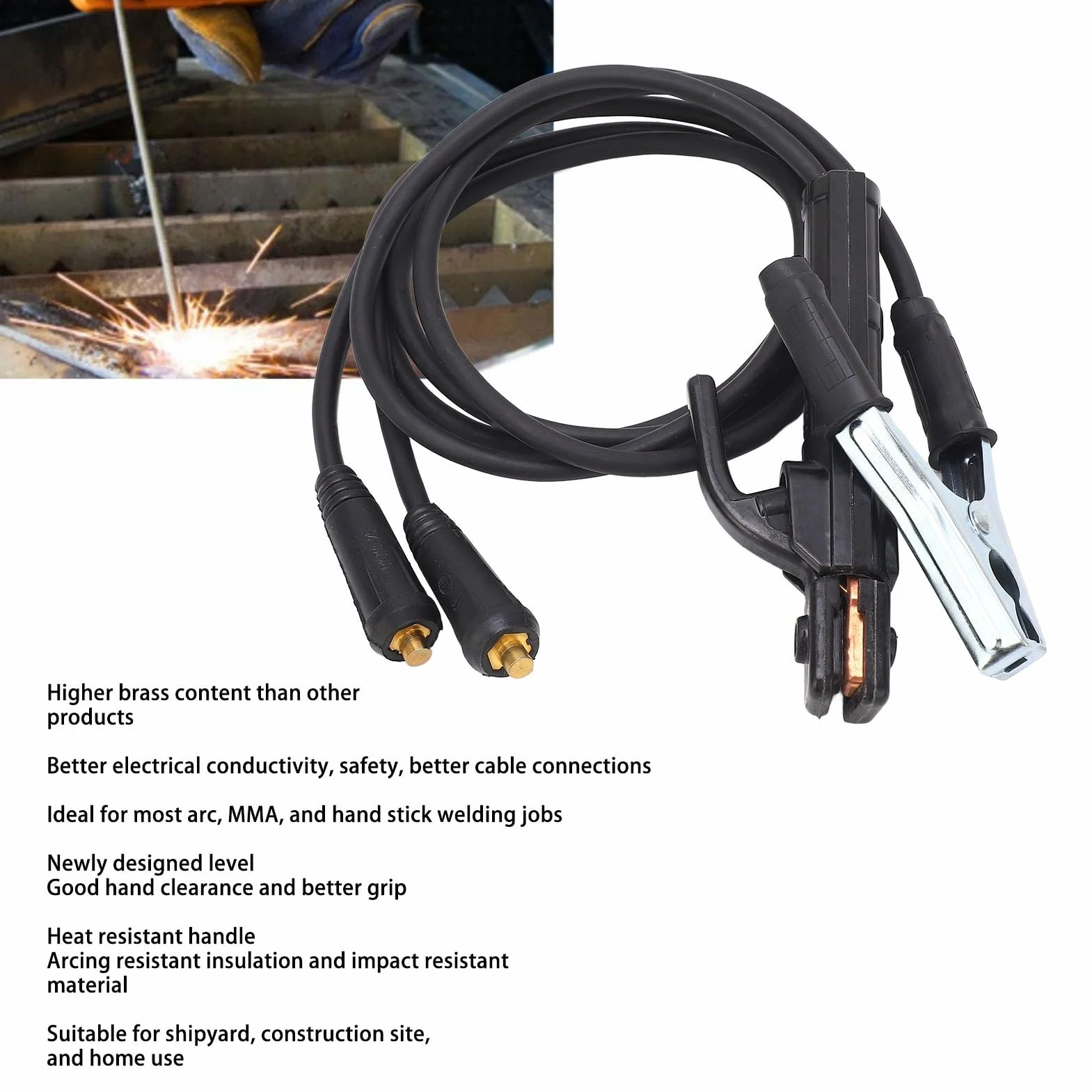 Kabel spawalniczy z zaciskiem masowym, uchwyt elektrody z kablem, spawarki, kabel z zaciskiem masowym, spawarka, przewód masowy, elektrody, spawarka, kabel, akcesoria spawalnicze