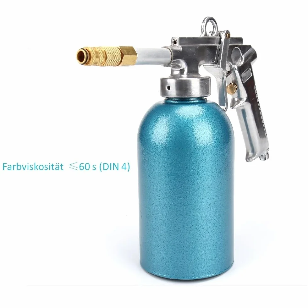 Pistolet do kubków ciśnieniowych 1100 ml, zbiornik 4 – 5 bar, pistolet do wnęk sprężone powietrze| Pistolet natryskowy, wężyki, dysza hakowa, okrągła dysza