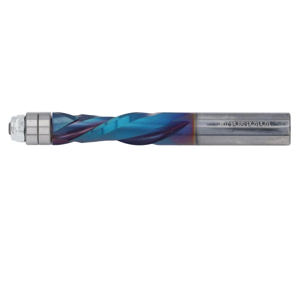 Fafeicy Frez Kompresyjny, Frez Spiralny z Węglika Spiekanego YK20, 1 trzpień 2-calowy, Powłoka Nano Blue, Prowadnica z Podwójnym łożyskiem, Czyste Cięcie od Góry i od Dołu do Routera CNC do Obróbki
