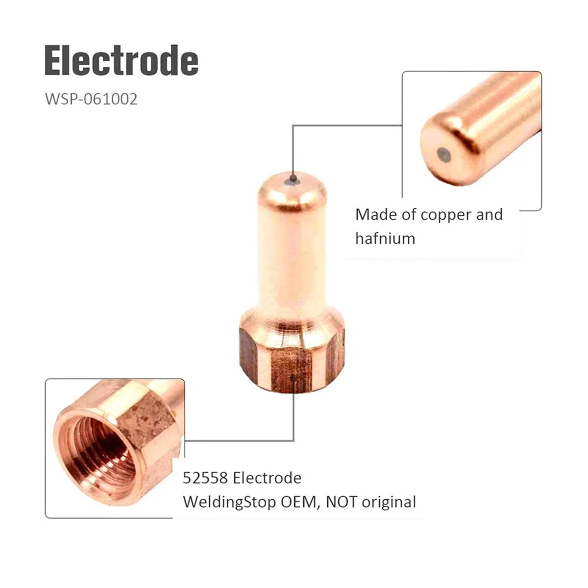 60 szt. PT-80 PT80 IPT-80 przecinarka plazmowa elektroda 1.3mm 1.0mm 1.2mm końcówki 52558 51311.13 dysze palnika plazmowego części spawalnicze(1.3mm)