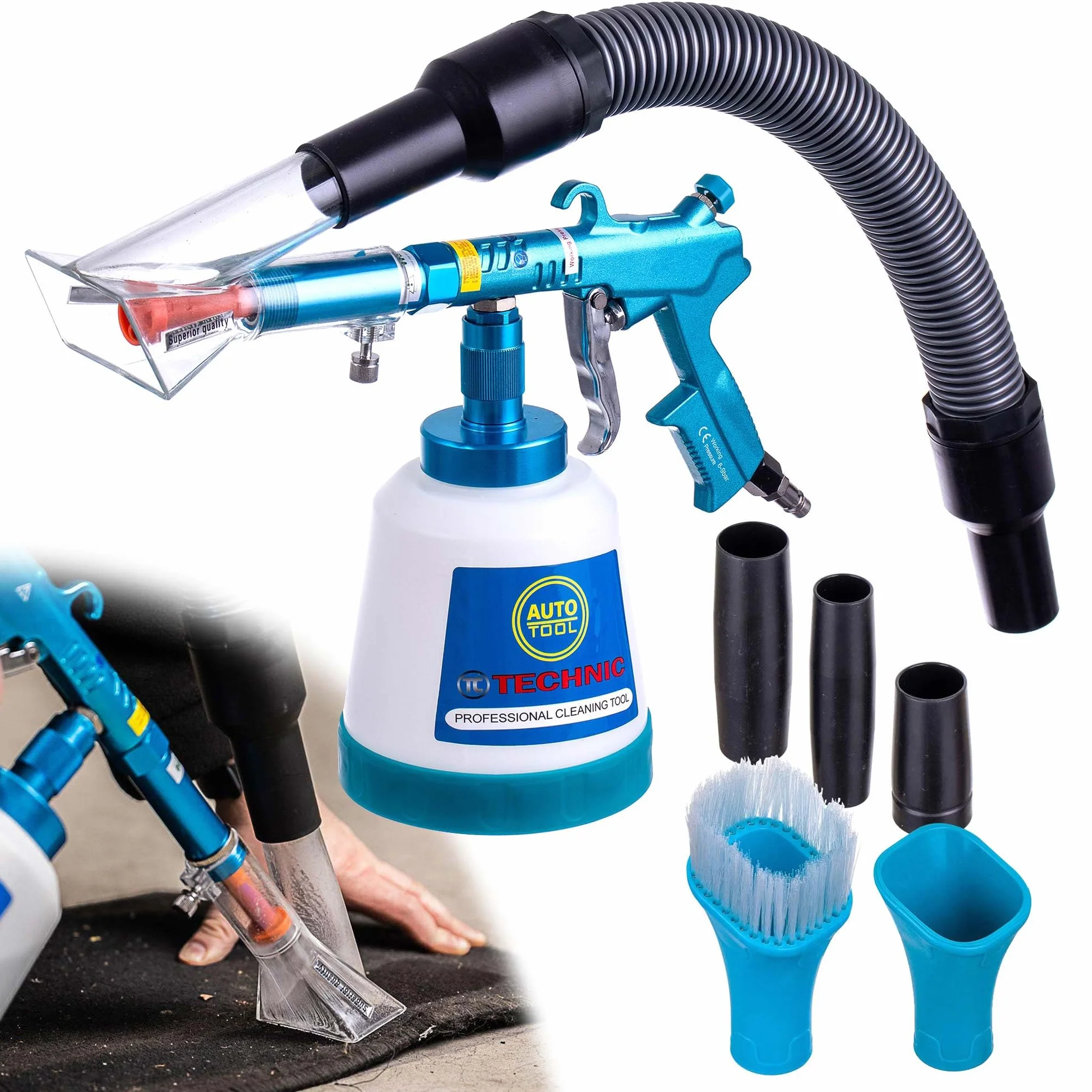 TC Technic Pistolet do czyszczenia powietrza SUPER EFFECT Poduszka do prania z ekstrakcją