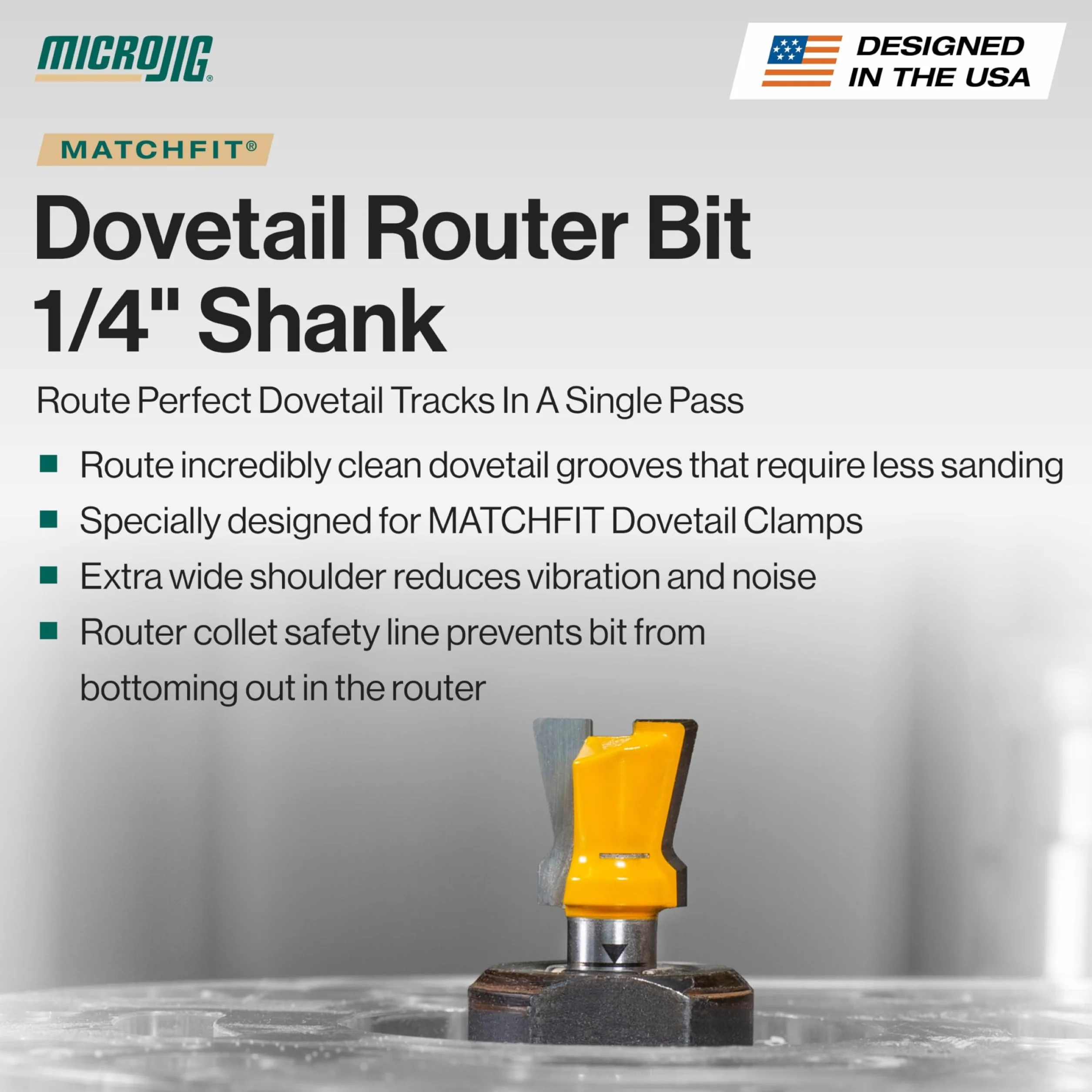 MICROJIG Matchfit MB-025-0514 końcówka do routera na jaskółczy ogon 1/4" chwyt 14° X 1/2"