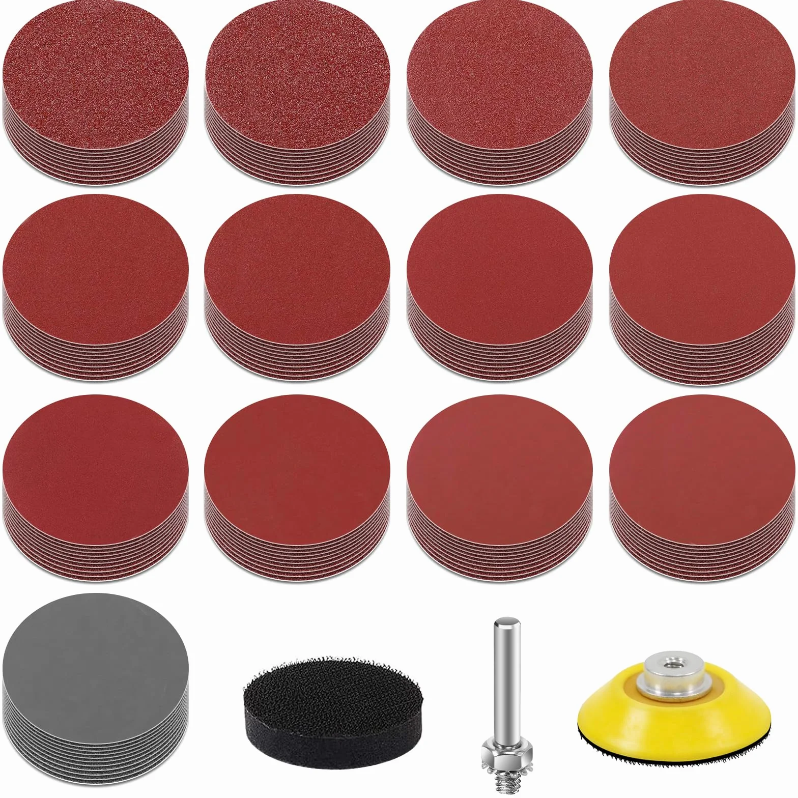 KONGMING 130 szt tarcza szlifierska 50 mm Rzep i rzetelka Ziarnistość 80 100 120 150 240 320 400 600 800 1000 1200 2000 3000 Podkładka szlifierska 2 cale Wiertło Szlifierskie
