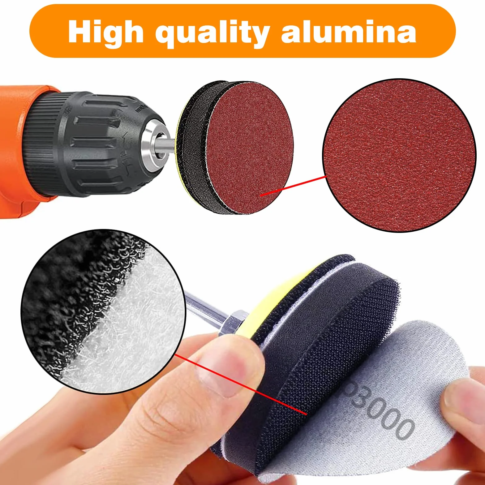 KONGMING 130 szt tarcza szlifierska 50 mm Rzep i rzetelka Ziarnistość 80 100 120 150 240 320 400 600 800 1000 1200 2000 3000 Podkładka szlifierska 2 cale Wiertło Szlifierskie