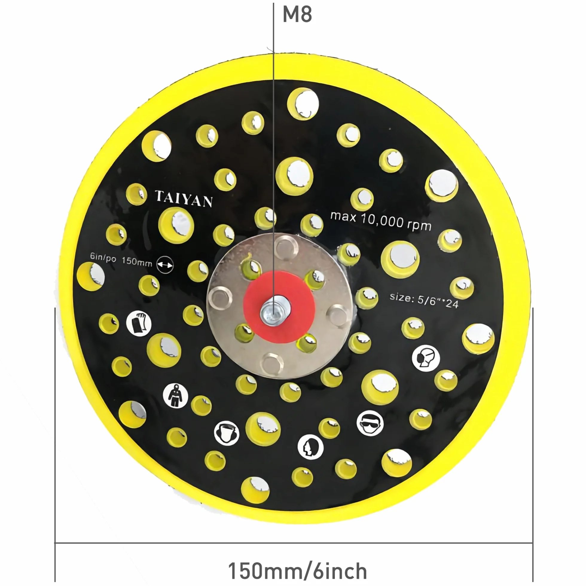 Szlifierka z 52 otworami, podstawa szlifierska 150 mm, tarcza szlifierska kompatybilna z szlifierką Mirka CEROS DEROS z gwintem 5/16